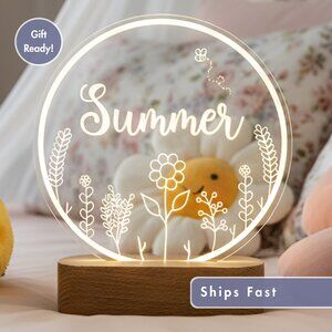 Flower Custom Name Light | Minimalist Personalized LED Bedroom Decor for Kids